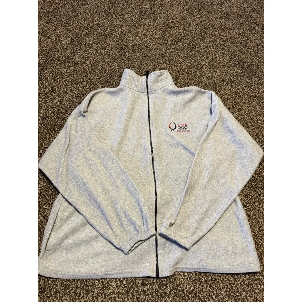 Vintage Team USA 2008 Beijing Summer Olympics Fleece Jacket Men 2XL Gray
